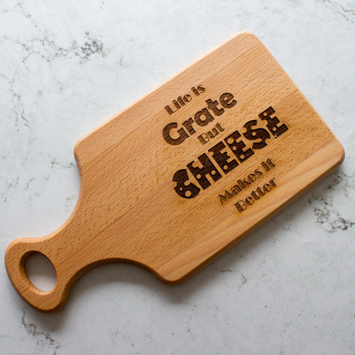 Life is Grate Engraved Beech Cheeseboard Available At The Chuckling Cheese Company