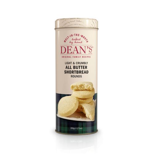 A white background image of Dean's All Butter Shortbread Rounds Tin. 