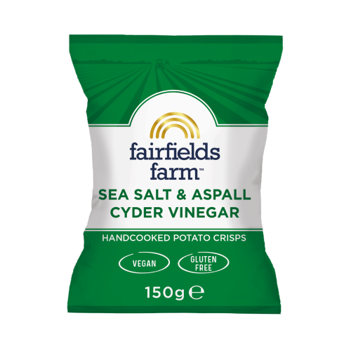 Sea Salt and Aspall Cyder Vinegar flavoured handcooked potato crisps by Fairfields Farm