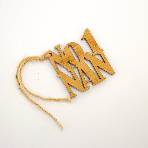 A white background image of a single No.1 Nan Wooden Gift Topper