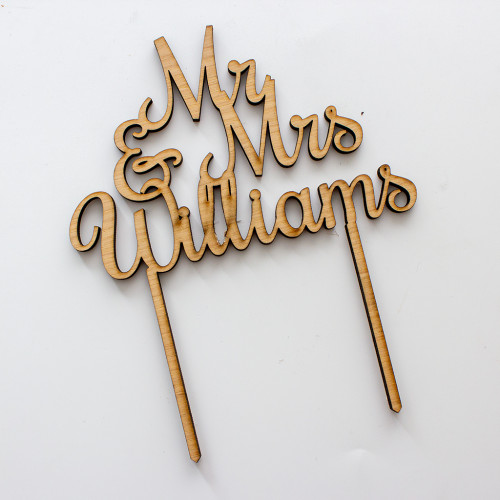 Personalised Mr & Mrs Wooden Cake Topper