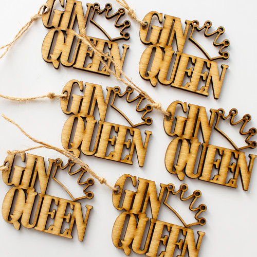 Close up image of Gin Queen Gift Wrap Topper 6 Pack on a white background