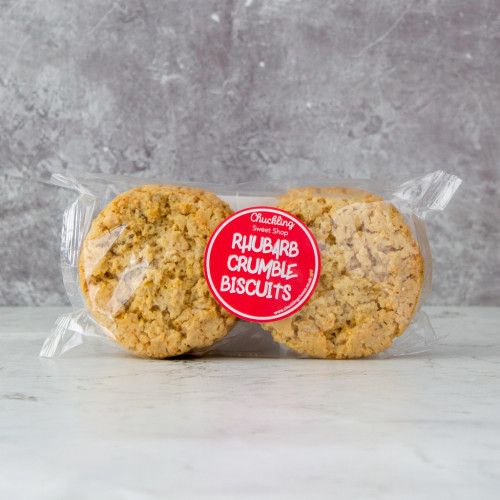 Chuckling Rhubarb Crumble Biscuits available at The Chuckling Cheese Company