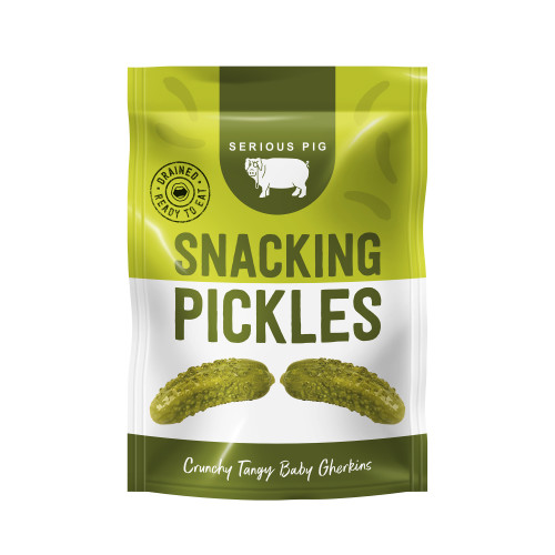 Classic Snacking Pickles, crunchy tangy baby gherkins available to purchase from The Chuckling Cheese Company