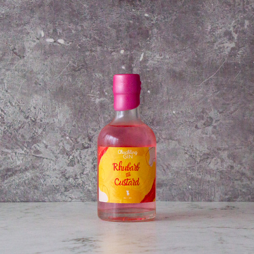 20cl bottle of Chuckling Cheese Rhubarb & Custard Gin 