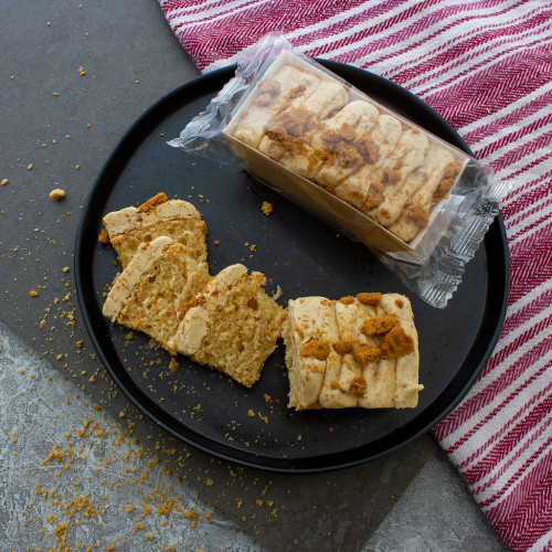 Image of a biscoff mini loaf cake availble to purchase from the chuckling cheese company