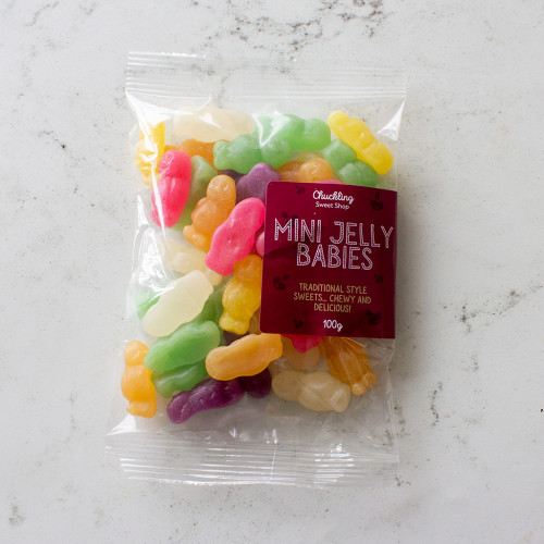 100g bag of Mini Jelly Babies by Chuckling Sweet Shop