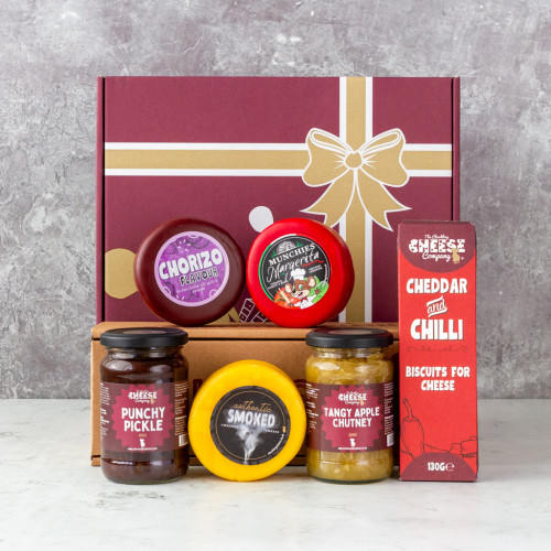 Build your own truckle gift hamper, complete with 3 cheese truckles, 2 chutney's and a pack of cheese biscuits available to purchase from The Chuckling Cheese Company