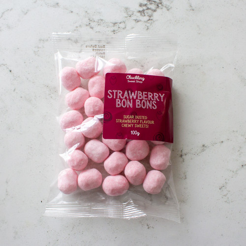 100g bag of Strawberry Bon Bons by Chuckling Sweet Shop