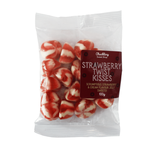 100g bag of Strawberry Twist Kisses by Chuckling Sweet Shop