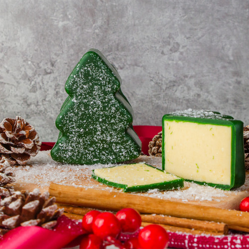 Christmas Tree Cheddar Truckle available at The Chuckling Cheese Company